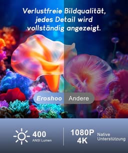 Beamer Draagbare 1080p Full HD Wifi 6 Bluetooth 5.4 - Mini Projector LED - Voor Thuisbioscoop En Buiten - Android 14.0 Smart — thumbnail 3