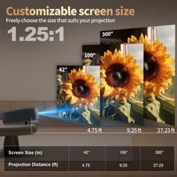 Beamer 1080P Full HD - 2200 ANSI Lumen - 200W LED LCD - Zwart - Voor Thuisbioscoop En Zakelijk Gebruik — thumbnail 4