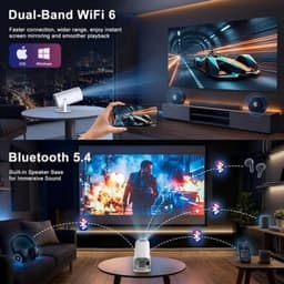 Draagbare Beamer 1920 x 1080 LCD - Wi-Fi 6 Bluetooth 5.4 - 1800 ANSI Lumen - Compact 9x9x19 cm - Voor Thuisbioscoop — thumbnail 4