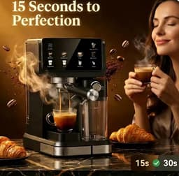 Innovastore Koffiezet apparaat - Koffie machine - Espressomachine - Latte- en cappuccinofunctie - Melkopschuimer - Zwart — thumbnail 2