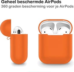Hoesje - Geschikt voor Apple Airpods 2 - Siliconen Dun Met Clip - Case Cover - Silicone Hoes - Donker oranje — thumbnail 4