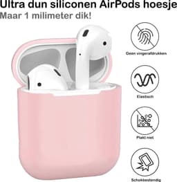 Hoesje - Geschikt voor Apple Airpods 2 - Siliconen Dun Met Clip - Case Cover - Silicone Hoes - Lichtroze — thumbnail 2