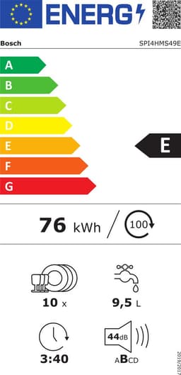 Bosch SPI4HMS49E - Serie 4 - Inbouwvaatwasser - 45 cm - Geborsteld staal - 45 cm - Energielabel E — thumbnail 3