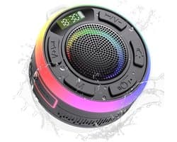 Waterdichte Bluetooth Speaker voor Douche en Buiten - IPX7, Zuignap, 360° Stereo Geluid, LED Verlichting
