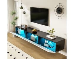 STILVORA TV-kasten 180x35x30 cm - TV meubel Met 16-Kleurige LED - Multifunctioneel En Stijlvol - Rechthoekig - Televisie - MDF - Zwart