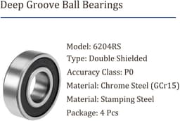 EGoods - Diepe groefkogellagers 6204Rs - 20 x 47 x 14 mm - chroomstaal lagers voor machines - set van 4 — thumbnail 2