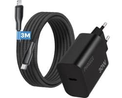 Usb C snellader 30 W geschikt voor iPhone en iPad met Lightning kabel 3 meter - Power Delivery oplader