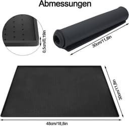 1 stuk - koffiemachinemat - placemat voor huisdieren - airfryer isolatiemat - siliconen isolatiemat - antislip droogmat - antislip - waterdicht en geïsoleerd - zwart - 48x30cm - geschikt voor airfryer, koffiemachine, sapcentrifuge — thumbnail 4