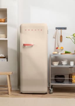 CREATE - Koelkast in retrostijl - Zand - Handvat Terracotta - FRIDGE RETRO 281L — thumbnail 4