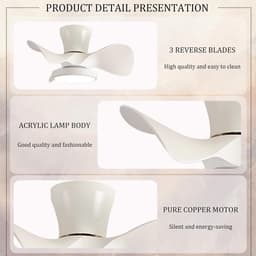 Moderne Plafondventilator Met Stille Ventilator & Dimbaar Licht - 55cm - Inclusief Afstandsbediening — thumbnail 3
