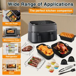 28 stuks Airfryer-accessoires, accessoireset Geschikt voor Philips Dual Basket Airfryer 3000/5000 serie (6 l/3 l), Dual Easy 5,2 l/3,1 l, siliconen vormen, grillrooster, bakvorm, keuken — thumbnail 3