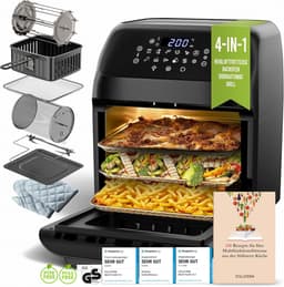 Stillstern Heteluchtfriteuse 12 l met led-touchscreen, XXL-receptenboek in het Duits, 12 programma's, voorverwarmen en warmhouden, 1800 W heteluchtfriteuse Air Fryer XXL zonder olie Drogen Minibakoven Campinggrill — thumbnail 1
