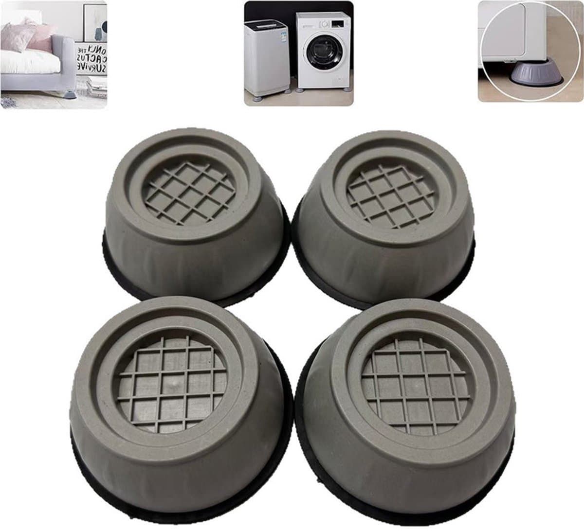 4 stuks - Trillingsdempers Wasmachine - Antislip- en schokabsorberende pads voor het verhogen van de wasmachinebasis - Wasmachine Dempers - Anti Slip Trilmats - Geschikt voor het optillen van meubels, antislip- en schokabsorberende toepassingen — afbeelding 1