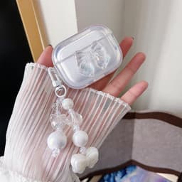 Transparante Beschermhoes met Strik en Hartjesketting voor AirPods Pro 2 - Schokbestendig TPU Hoesje — thumbnail 2