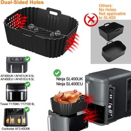 Dubbellagige Stapelbare XL-model SL400EU-accessoireset Voor Ninja-heteluchtfriteuse (2-delige Set), Siliconenvorm Voor Heteluchtfriteuse Met Twee Zones, Inhoud 7,6 L/9,5 L, Siliconen Bakvorm Voor Heteluchtfriteuse, Siliconen Bakplaat — thumbnail 4