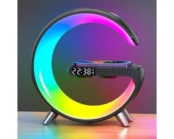 Draadloze Oplader met Bluetooth Speaker, RGB Nachtlamp en Wekker - Multifunctioneel