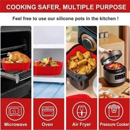 Siliconen bakvorm voor airfryer, 3-delige set (zwart) | Herbruikbare bakvorm voor airfryer | Accessoireset voor gezond koken — thumbnail 4