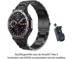 Zwart Siliconen Bandje geschikt voor de Xiaomi Huami Amazfit T-Rex 3 – Maat: zie maatfoto – Niet voor de 1e en 2e generatie T-Rex – black rubber smartwatch strap - band