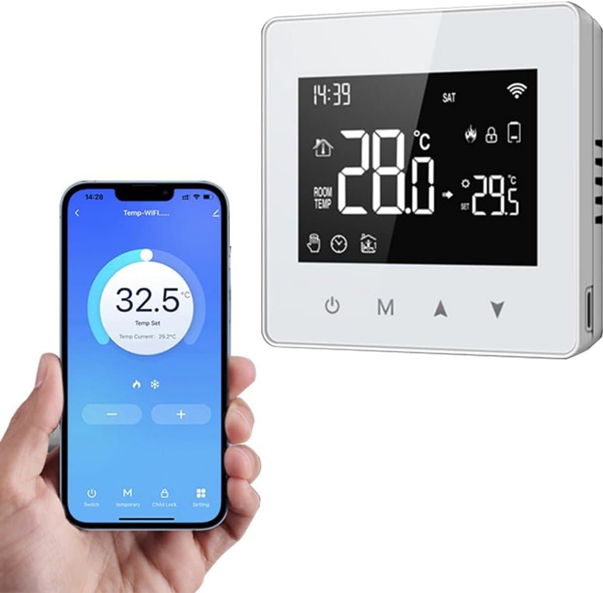 Slimme Wifi Thermostaat met Touchscreen voor Elektrische Verwarming en CV-ketel — afbeelding 1