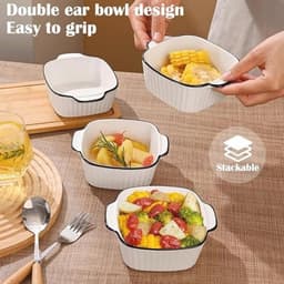 Set van 4 Kleine Keramische Ovenschalen voor Airfryer en Oven - 400 ml, Vierkante Bakvormen — thumbnail 5