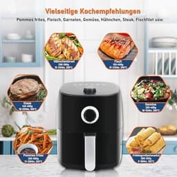 Mini Heteluchtfriteuse met Temperatuurregeling, 1400 Watt, 5-in-1 Multicooker voor Gezond Frituren en Koken — thumbnail 4