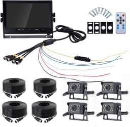 9-inch AHD-achteruitrijcameraset voor campers – 1080p-scherm met vier beeldvensters - Geschikt voor campers, vrachtwagens en aanhangwagens - Nachtzicht en continu-opname — thumbnail 4