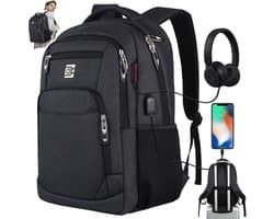 OKWISH Reistassen - Rugzak, Laptop Rugzak, Travel Rugzak, Grote Capaciteit Rugzak, 18 Inch Rugzak, Lichtgewicht Grote Capaciteit Rugtas, Backpack Voor Werk En Reizen, Met Veel Vakken, Zwart, Oxford-Stof