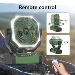 Draagbare Ventilator 24000 mAh - Batterij Werkt met Afstandsbediening en LED, 4 Snelheden, Perfect voor Kantoor, Camping en Outdoor Activiteiten — thumbnail 1