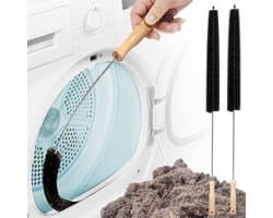 Reinigingsset voor ventilatiekanalen van drogers (2-delig) - Huishoudelijke schoonmaakmiddelen, roestvrij staal 304, pluizenborstel voor drogers, essentiële pluizenverzamelaar voor huishoudelijk gebruik, stofafzuiger, stofzuigerborstel