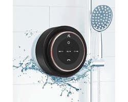 Verbeterde Bluetooth douchspeaker met IPX7 waterdichtheid, zuignap en haakclip, ingebouwde microfoon en helder geluid