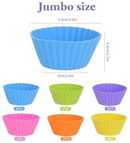 Set van 12 Siliconen Muffinvormen - Herbruikbare Anti-aanbak Bakvormen - Perfect voor Airfryer en Cupcakes — thumbnail 2