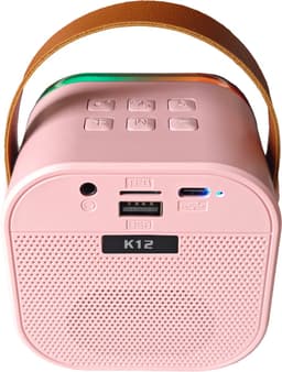 MOBO Karaoke Set Met 2 draadloze Microfoons - Draagbare Bluetooth USB LED Luidspreker Roze - KaraokeSet - Muziekspeler - Roze — thumbnail 4