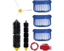 PARTS4® Robotstofzuiger vervangingsset geschikt voor iRobot Roomba 600 serie | 8-delige set met 2 tegengesteld draaiende borstels, zijborstel, Aerovac-filter (3 x), gereedschap borstelreiniging & kam | Alternatief voor ACC222, ACC233, 820262, 15060