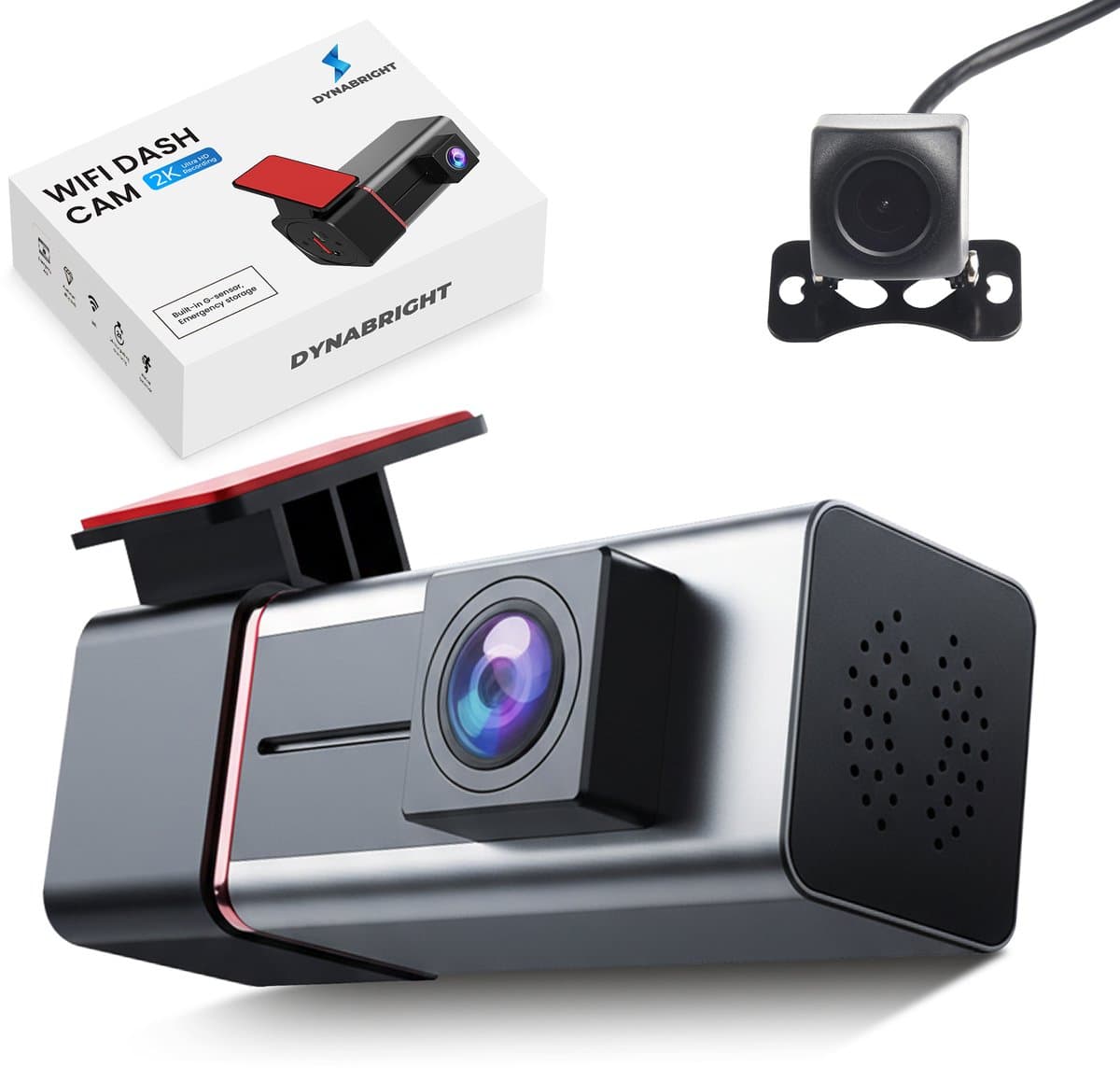 Dynabright Dashcam 4K – Incl. 32GB kaart - Met Achteruitcamera (1080p) – Nachtzicht – Dashcam Voor Auto - Wifi – GPS – Parkeermodus – Dashcams - 170° Groothoek – G-Sensor Noodvergrendeling — afbeelding 1