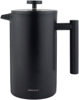 KINGHoff French Press 1 Liter – Mat Zwart – Dubbelwandig RVS – Luxe Koffie & Thee Zetter – KH-1996 — thumbnail 1