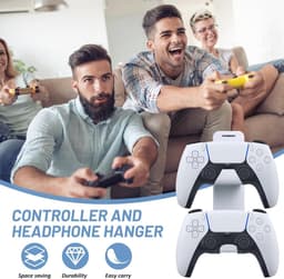 Universele Controller en Koptelefoonhouder - Vouwbare Wandbeugel met 2 Haken voor Gamingaccessoires - Duurzame ABS + Compact Ontwerp (19cm) — thumbnail 4
