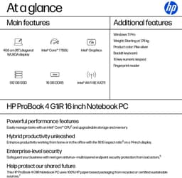 HP ProBook 4 G1iR Intel Core 7 150U Laptop 40,6 cm (16") WUXGA 16 GB DDR5-SDRAM 512 GB SSD Wi-Fi 6E (802.11ax) Windows 11 Pro Zilver — thumbnail 2