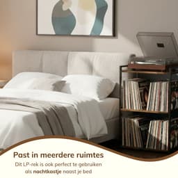 ACAZA LP Opbergsysteem - LP Houder - LP Rek - Vintage Bruin / Zwart - 48 x 38 x 80 cm (L x B x H) - Platenspeler Meubel - Vinyl Opbergsysteem - Platenrek - Platenkast - 200 Platen — thumbnail 4