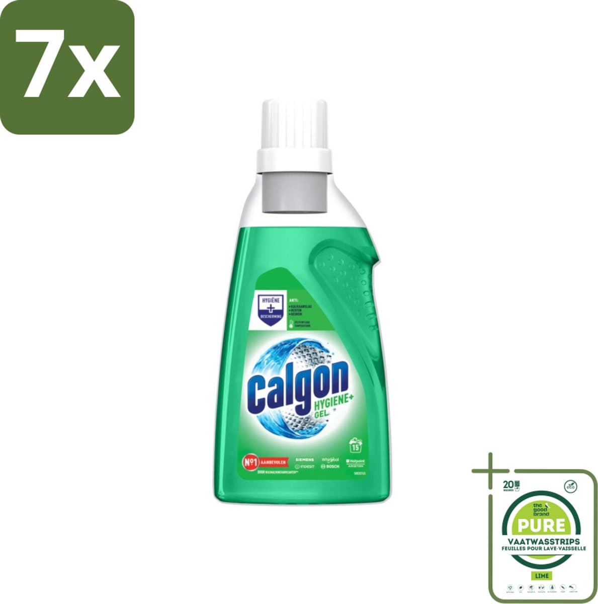 7 x Calgon – Wasmachinereiniger Gel – Hygiene+ – 750 ml - Grootverpakking - Wasmachinereiniger - Kalkpreventie - Wasmachine Hygiëne - Wasmachine Onderhoud - Geuren In Wasmachine — afbeelding 1