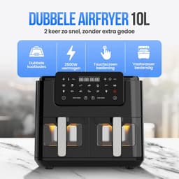 Dubbele Heteluchtfriteuse XXL 10L - 2500W - Met 10 Programma's en Sync Finish — thumbnail 4