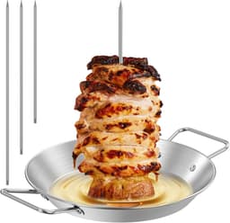 Verticale Vleesspies Set – Roestvrijstalen Rotisseriestandaard met 3 Verstelbare Spiesen (20/25/30 cm) voor Oven, Airfryer en BBQ — thumbnail 6