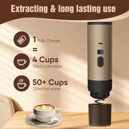 3-in-1 Draagbare Koffiezetter 72W - USB-oplaadbare Espressomachine - Capsule Espresso Apparaat - 90 Ml Watertank - Geschikt Voor Kantoor, Camper En Reizen (Grijs) — thumbnail 3