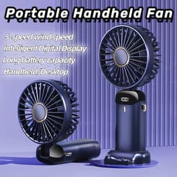 Draagbare Handventilator met LED-Display - 3-in-1 Persoonlijke Ventilator met 90° Opvouwbaar Ontwerp en 5 Snelheden — thumbnail 1