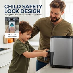 Lunekiss luchtfriteuse 5L olievrij fornuis met digitaal aanraakscherm, antiaanbakmand, zichtbaar venster en familieformaat — thumbnail 4