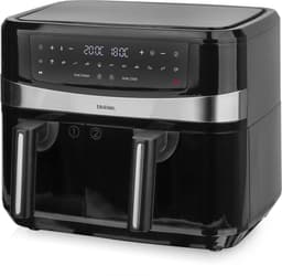 Blokker Dubbele Heteluchtfriteuse - Airfryer - 2400W - 6L+4L - Digitaal display - Regelbare thermostaat - Dual zone & cook - Sync finish - Opwarmfunctie - Cool touch - Timer - Akoestisch alarm - Droogfunctie - Anti-aanbaklaag - AF-130278.1 Zwart — thumbnail 2