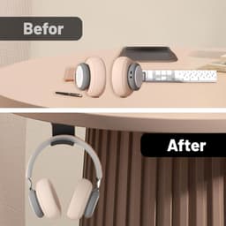 Allecta - Set van 2 headset houders met plakband voor gaming hoofdtelefoons in zwart - Handige wandhouder. — thumbnail 3