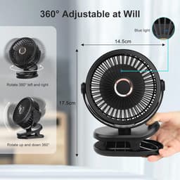 Mini USB Ventilator 5000mAh - Draaibaar en Stil Tafelventilator voor Kantoor — thumbnail 2