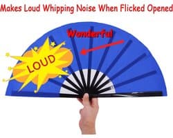 Grote Opvouwbare Ventilator - Chinese en Japanse Stijl Handventilator voor Vrouwen - Perfect als Cadeau en voor Dansen - Blauw