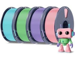 High Speed PLA 3D-printerfilament Bundle - 4 kg - 1,75 mm - IJsblauw, Appelgroen, Taro Paars, Sakura Roze