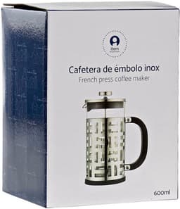 Cafetiere French Press koffiezetter zwart met inox 600 ml - Koffiezetapparaat voor verse koffie — thumbnail 3